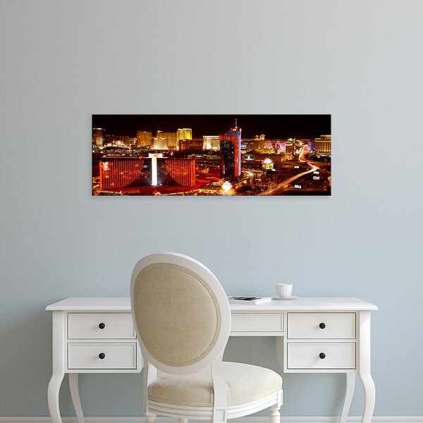 Easy Art Prints Panoramic Images's 'City lit up at night, Las Vegas, Nevada, USA' Premium Canvas Art