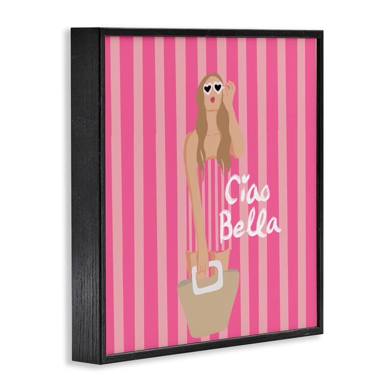 Stupell Pink Striped Glam Girl Framed Giclee Art Design By Chen Alyesh