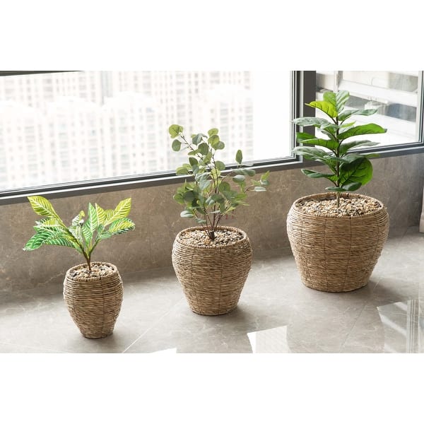 Round Rattan Weave Tall Large Plant Pots Flower Indoor Outdoor Garden  Planters