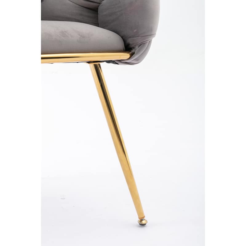 Simple Leisure Velvet Accent Chair Dresser Stool Set of 2, with Gold Metal Foot