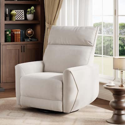Power Recliner Chair, Swivel Rocker Chair for Adults, Upholstered Fabric Glider Recliner Nursery Chair with USB Ports
