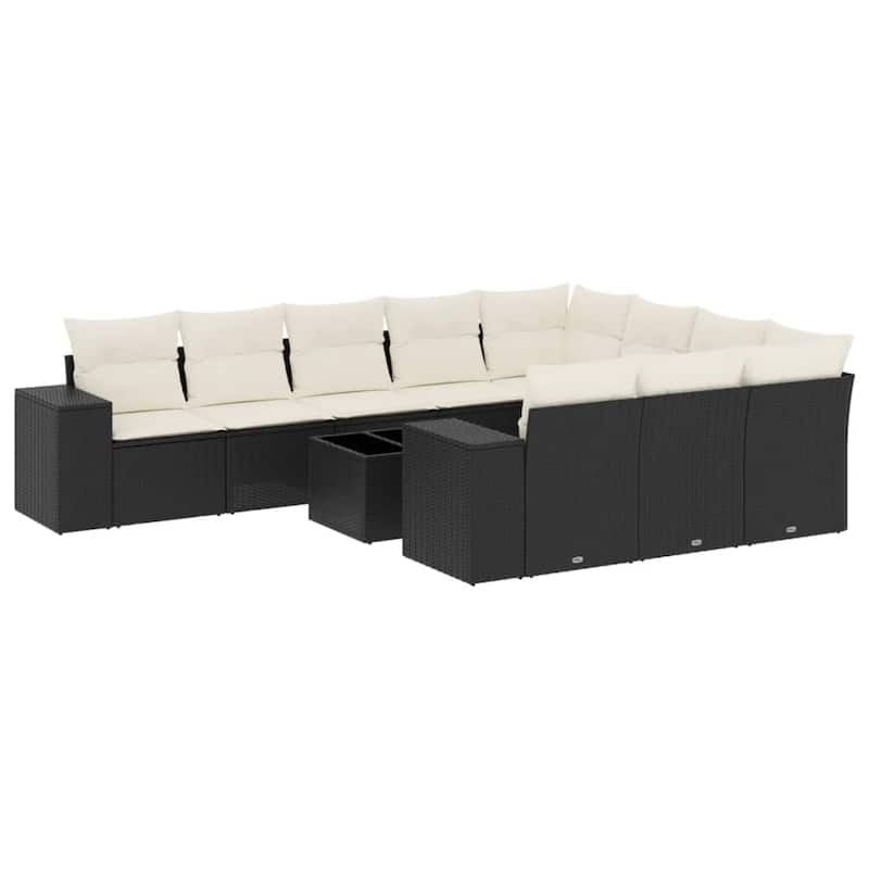 vidaXL Patio Sofa Set with Cushions Outdoor Conversation Furniture Poly Rattan