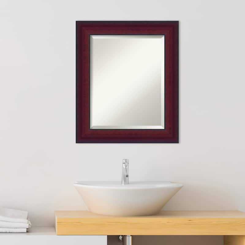Canterbury Cherry Beveled Wood Framed Bathroom Vanity Wall Mirror - Canterbury Cherry