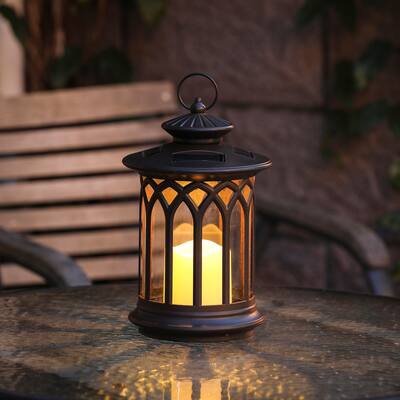 Brown Plastic Solar Candle Lantern