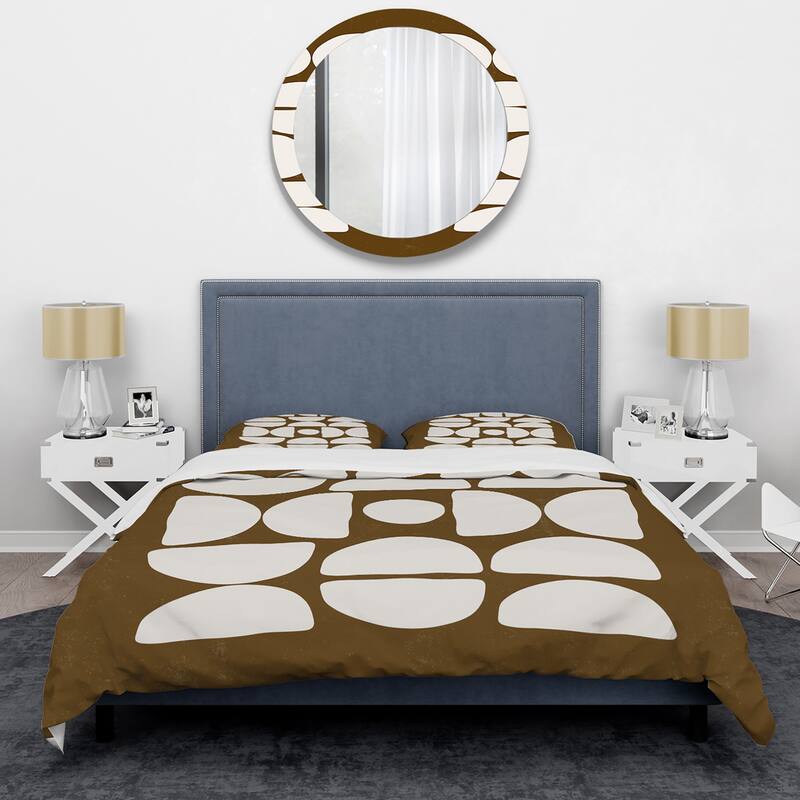 Designart 'Abstract Composition of Minimal Half Moons' Modern Duvet Cover Set