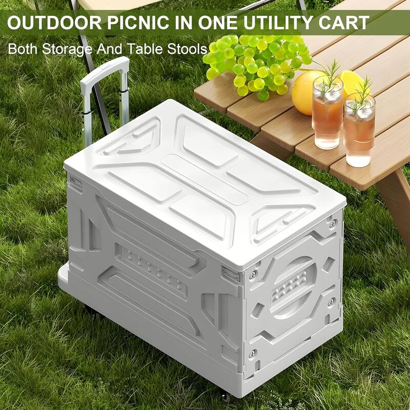 VECELO 23 gallons Shopping Carts with Wheels, Folding Storage Bins, Light Weight Platform Trucks Dolly