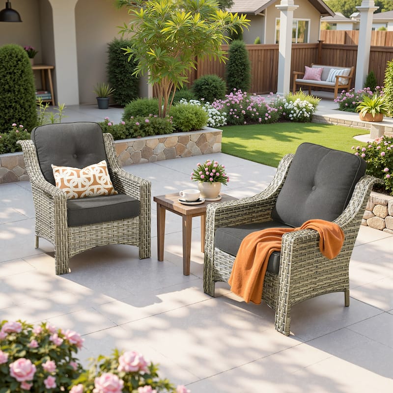 XIZZI 2-Piece Outdoor Furniture Patio Wicker Chairs Set - Black