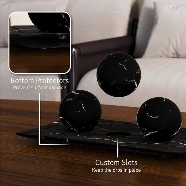 Creative Scents Matte Black Home Decor Tray and Orb Set