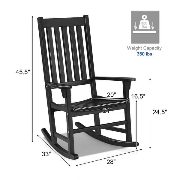 dimension image slide 3 of 4, Gymax Wooden Rocking Chair Porch Rocker High Back Garden Seat For - See Details