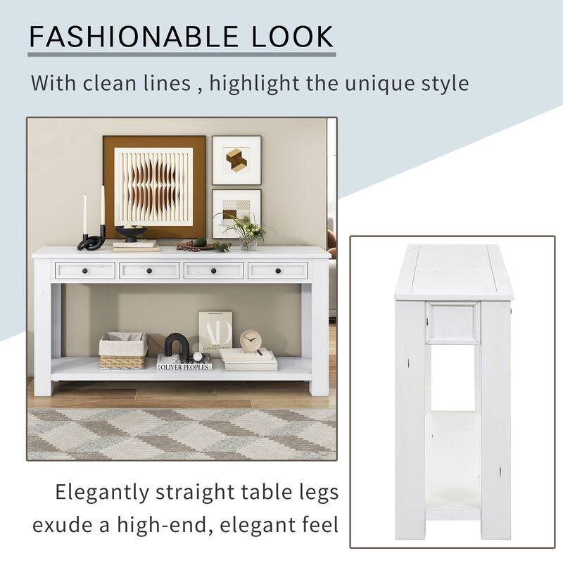 Console Table/Sofa Table with Storage Drawers and Bottom Shelf for Entryway Hallway