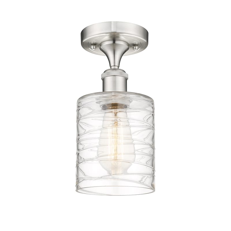 Innovations Lighting Ballston Cobbleskill - 1 Light 5" Semi-Flush Mount - Deco Swirl/Brushed Satin Nickel