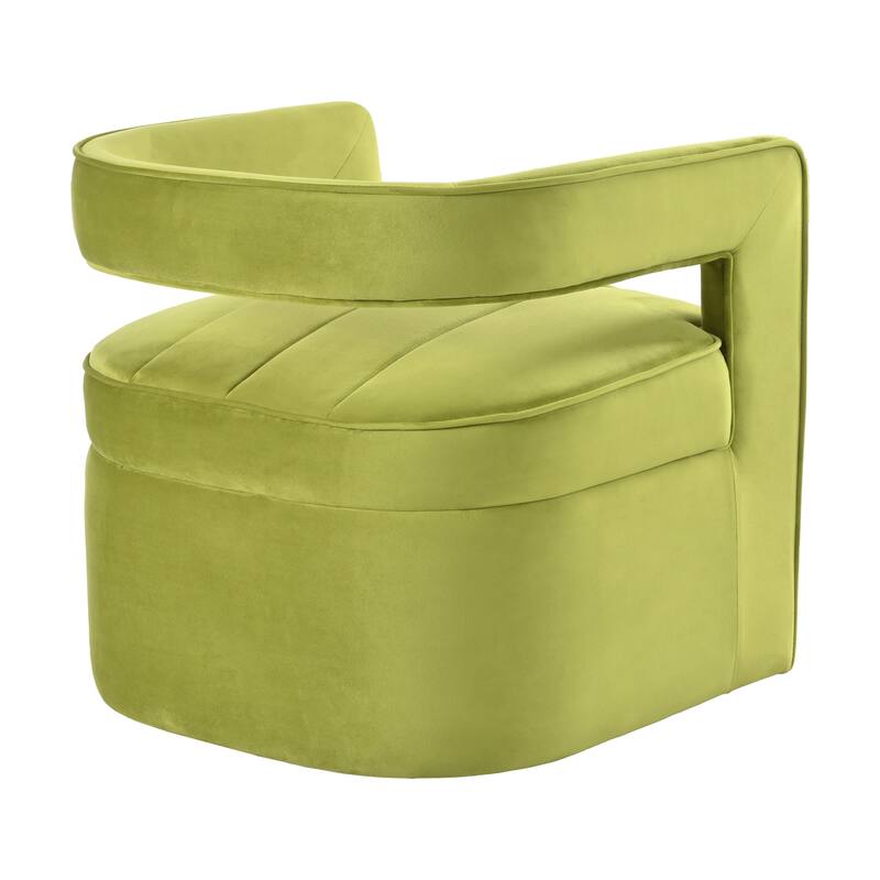 Modern Velvet Accent Chair with Ribbed Detail, Luxury Curved Fully Upholstered Accent Chair