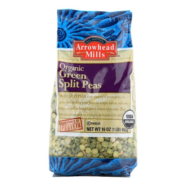 Arrowhead Mills Organic Green Spilt Peas - Case of 6 - 16 oz.