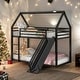 preview thumbnail 13 of 20, Twin over Twin House Bunk Bed with Ladder and Slide for Bedroom