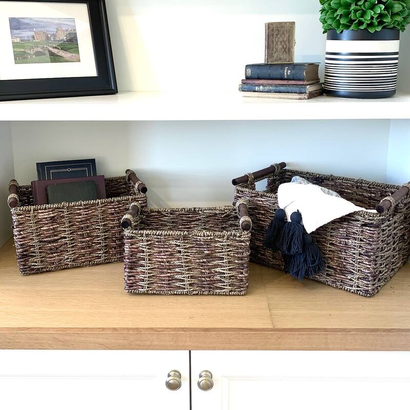 Two-tone Maize and Seagrass Storage Baskets (Set of 3)