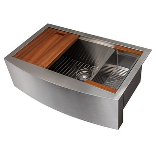 ZLINE 33 in. Moritz Farmhouse Apron Single Bowl Satin Steel Kitchen Sink with Bottom Grid