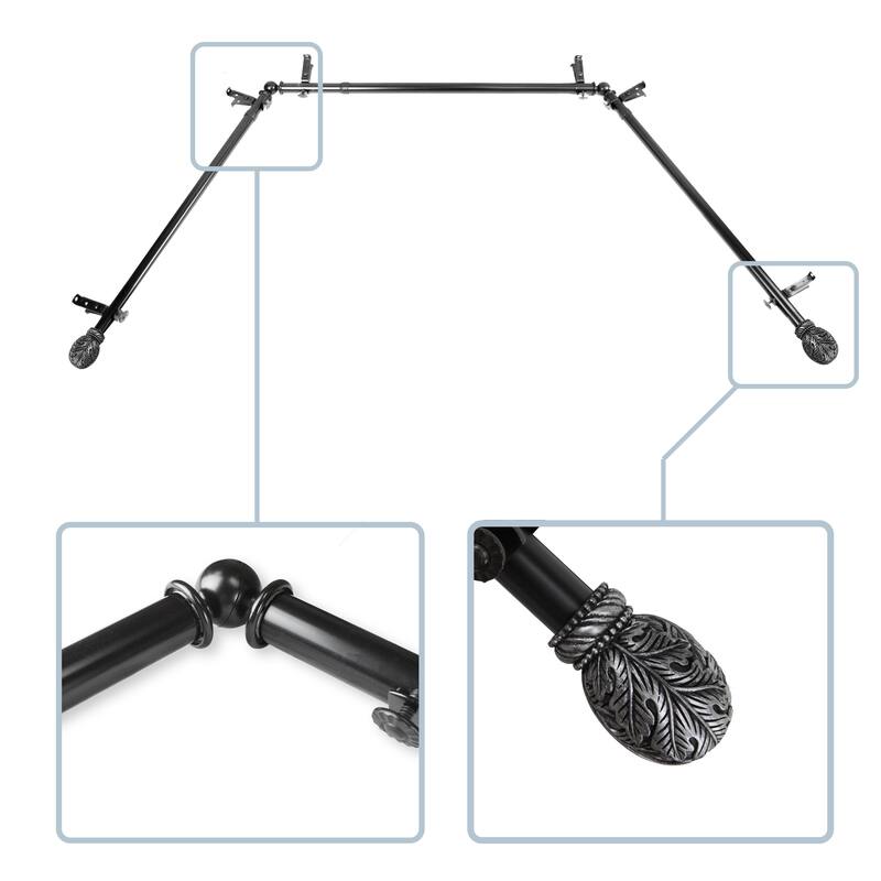 InStyleDesign Laurel 13/16" Bay curtain rod 20"-36", 38"-72" - Black