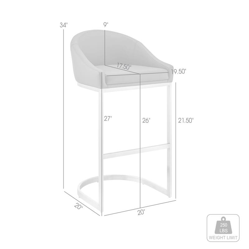 Katherine Upholstered Metal Bar or Counter Height Stool with Cantilever Base