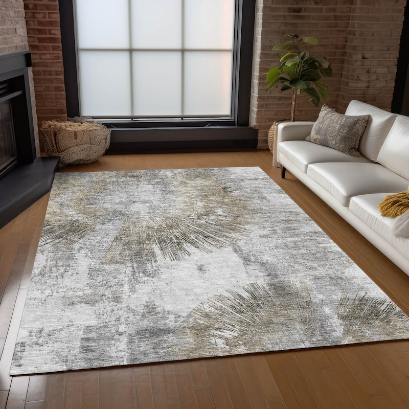 Machine Washable Indoor/ Outdoor Chantille Contemporary Starburst Rug