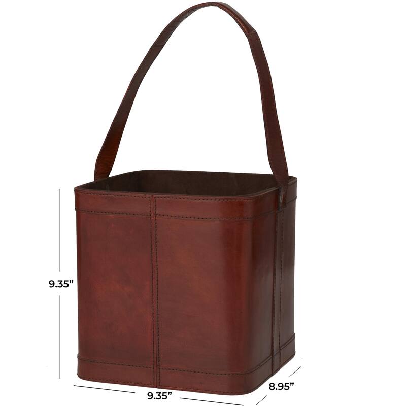 Leather Handmade 4 Bottle Wine Holder with Carrying Handle - Dark Blue, Brown, Red - Roche River Decor