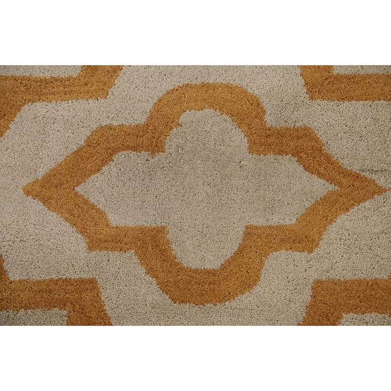 Contemporary Geometric Trellis Agra Oriental Wool Rug Hand-tufted - 10'0" x 10'0"