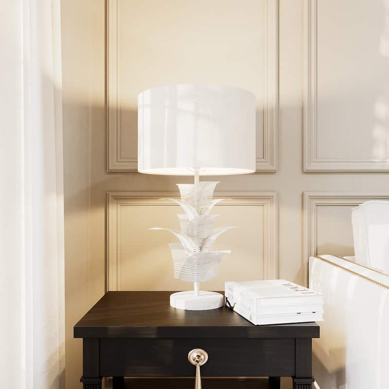 Acroma Demrul Table Lamp with Metal Leaves rod - 1-light - Matte white