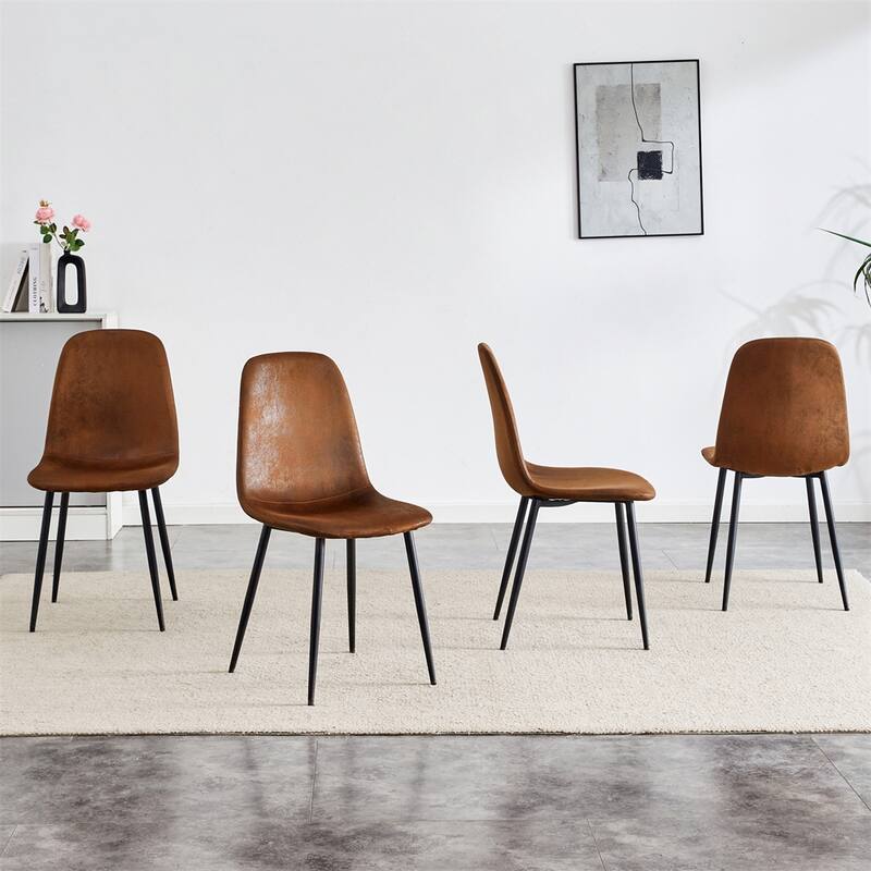Dining Chairs,Suede Backrest and Metal Legs Combined Chairs,4 PCS