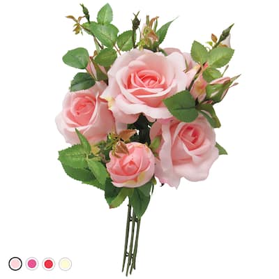 Set of 2 Artificial Sweet Rose Flower Stem Bush Bouquet 20in