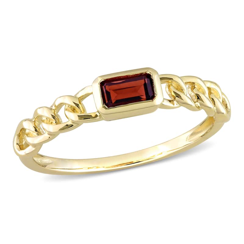 Miadora 10k Yellow Gold Garnet Stackable Link Ring