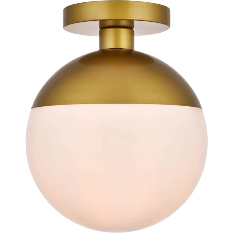 Roseto EGCF83490 Atlante Single Light 10" Wide Semi-Flush Globe - Brass