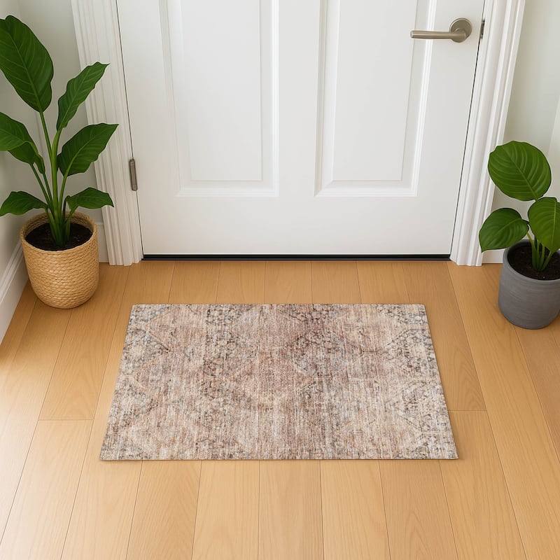 Premium Washable Super Soft Vintage Traditional Mayfield Rug - Copper - 1'8" x 2'6"