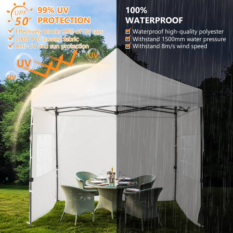 Aoodor 10' x 10' Pop Up Canopy with Church Windows Sidewalls - 10x10ft