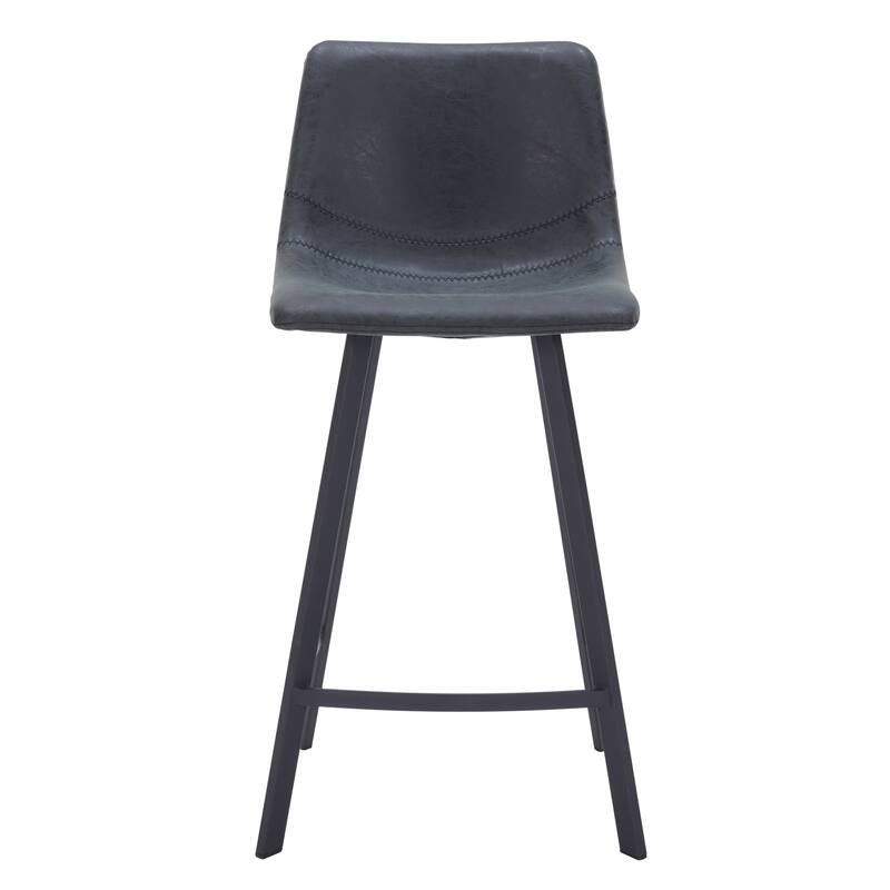 35-Inch Leather Counter Stool Padded Seat Stainless Steel Base and Footrest