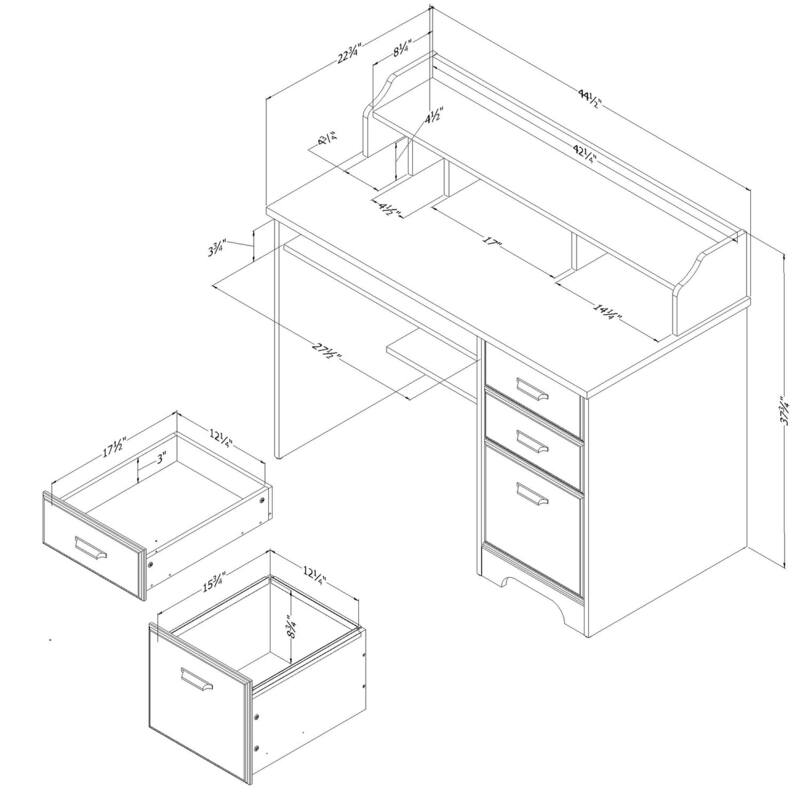 Computer Desk with Hutch - Office Workstation, Home Study Table, Modern Writing Desk