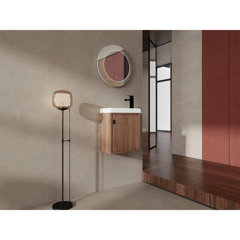 GDFStudio - Helsinki 18.5" Modern Wall-Mounted Bathroom Vanity Set with Resin Sink, Soft Closing Door & Antirust Hardware