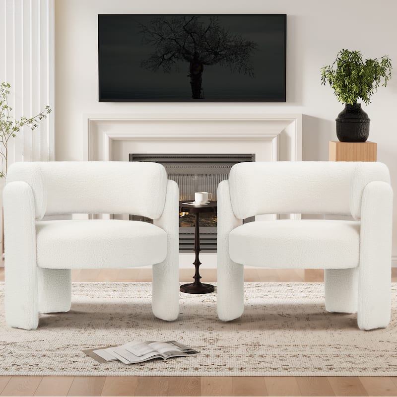 RENEWLINE Modern Velvet Barrel Accent Chair - 3-Leg Design for Living Room, Bedroom