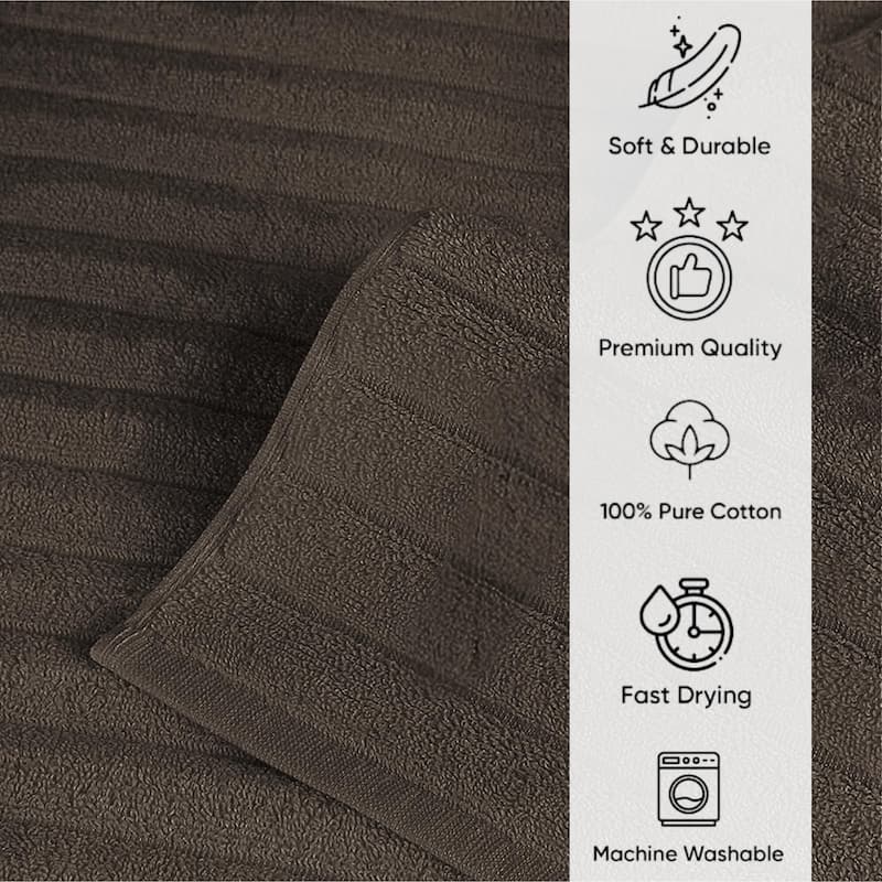 Classic Turkish Towels 100% Turkish Cotton Bath Sheets Plush Ribbed 3 Piece 40x65" - 40x65