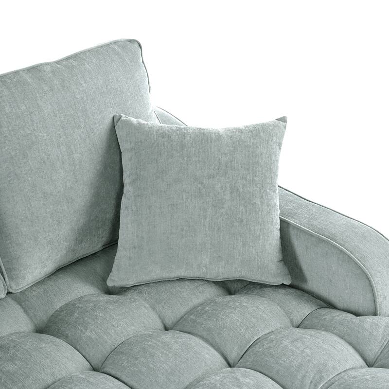 Christopher Knight Home - Modern Upholstered Chenille Fabric Sofa Bed with Tufted Seat and Detachable Pillows