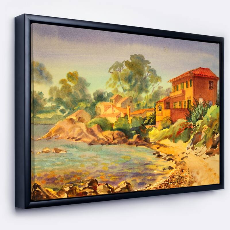 Designart "French Riviera" Landscape Art Print Framed Canvas