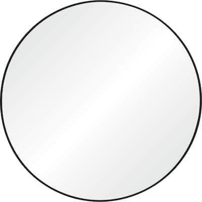 Round Matte Framed Wall Mirror - 36" - Black
