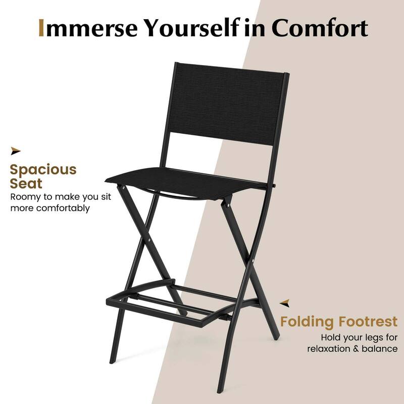 Costway Set of 4 Outdoor Bar Chair Folding Bar Height Stool with Metal - See Details