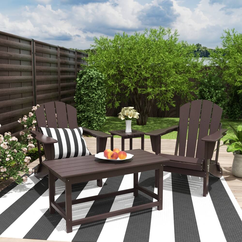 Laguna Hdpe All Weather Outdoor Patio Foldable Adirondack Chairs Conversation Set (4-Piece Set)