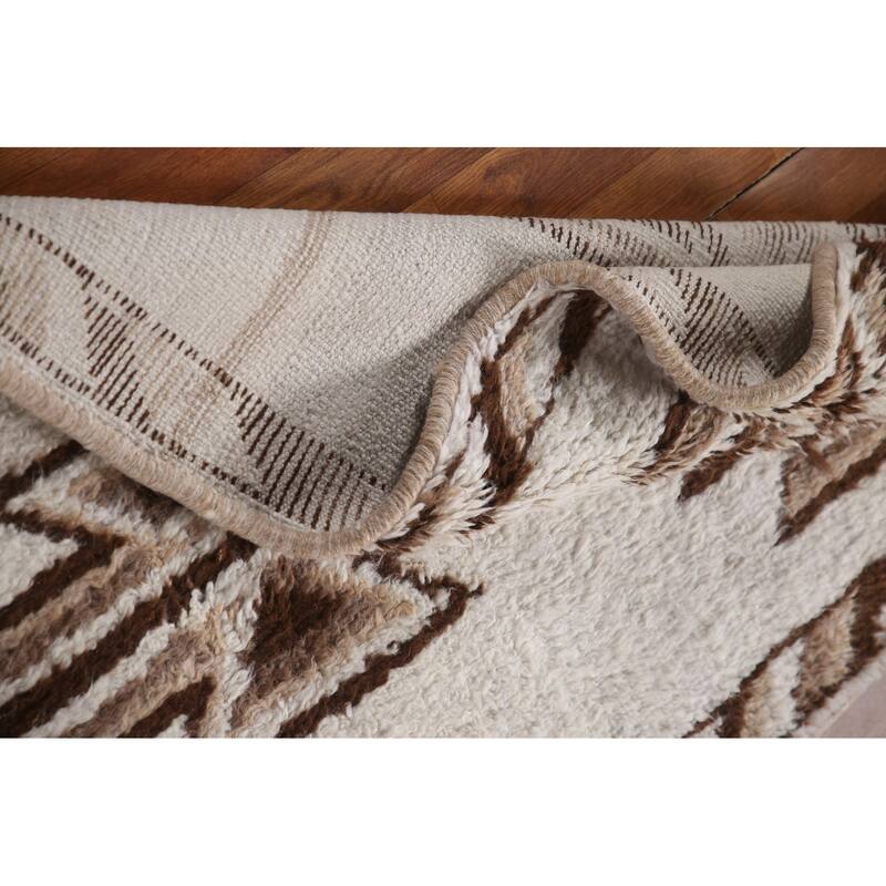 Natural Dye Geometric Anatolian Runner Rug Hand-knotted Wool Carpet - 3'0"x 12'6"
