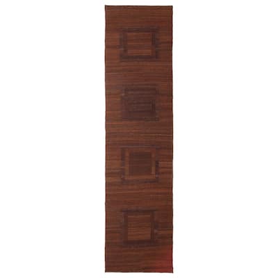 ECARPETGALLERY Flat-Weave Natural Dark Brown Wool Tapestry Kilim - 2'8 x 10'11