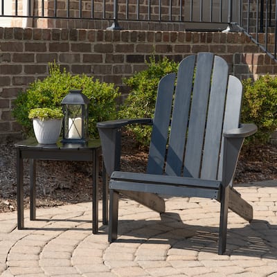 Gavil Black Acacia Wood 2-Piece Adirondack Chair and Table Set