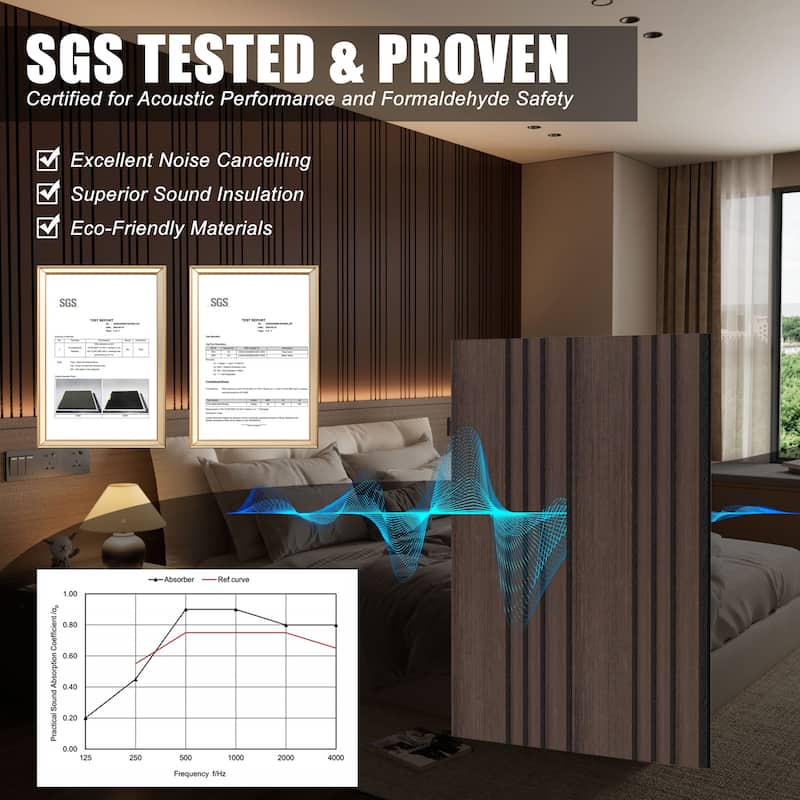 23.6" x 23.6" Wood Slat Acoustic Wall Panels for Ceiling and Wall Decor, 8-Pack (31 sq ft)