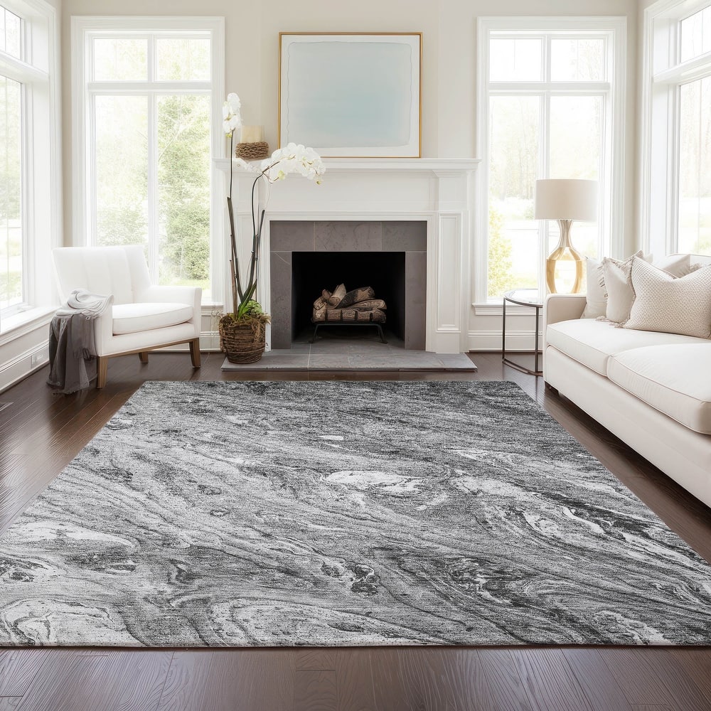 Machine Washable Indoor/ Outdoor Chantille Modern Abstract Rug