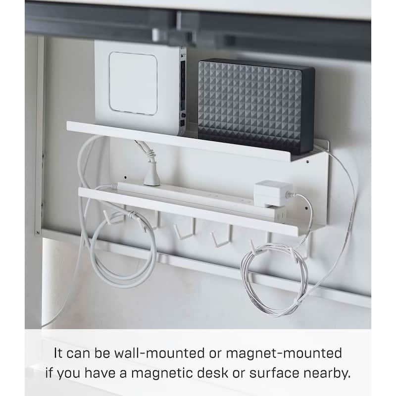Yamazaki Home Wall-Mount Cable and Router Storage Rack, Steel - L 4.33 x W 15.75 x H 7.09 inches