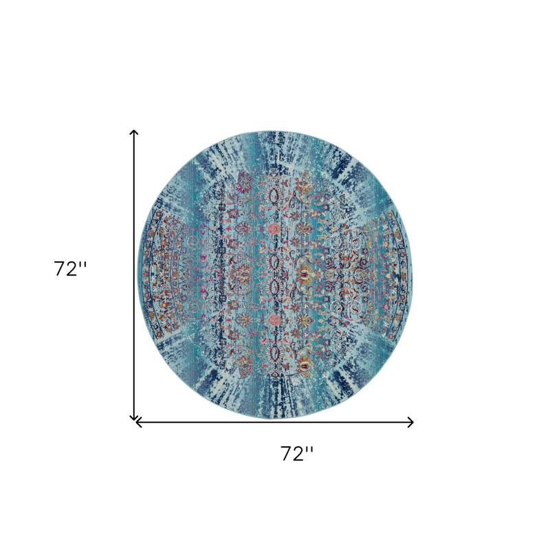 HomeRootsFloral Transitional Round Area Rug - 72' X '72' X '0.5