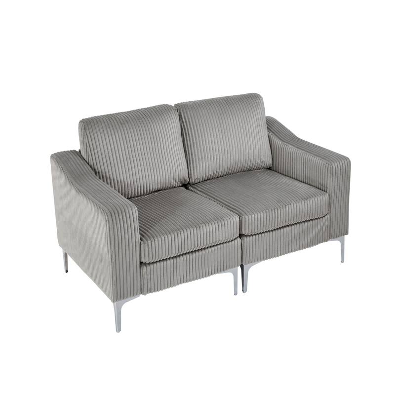Modern 2-Seat Modular Sectional Sofa Corduroy Armchair Couch for Living Room Office